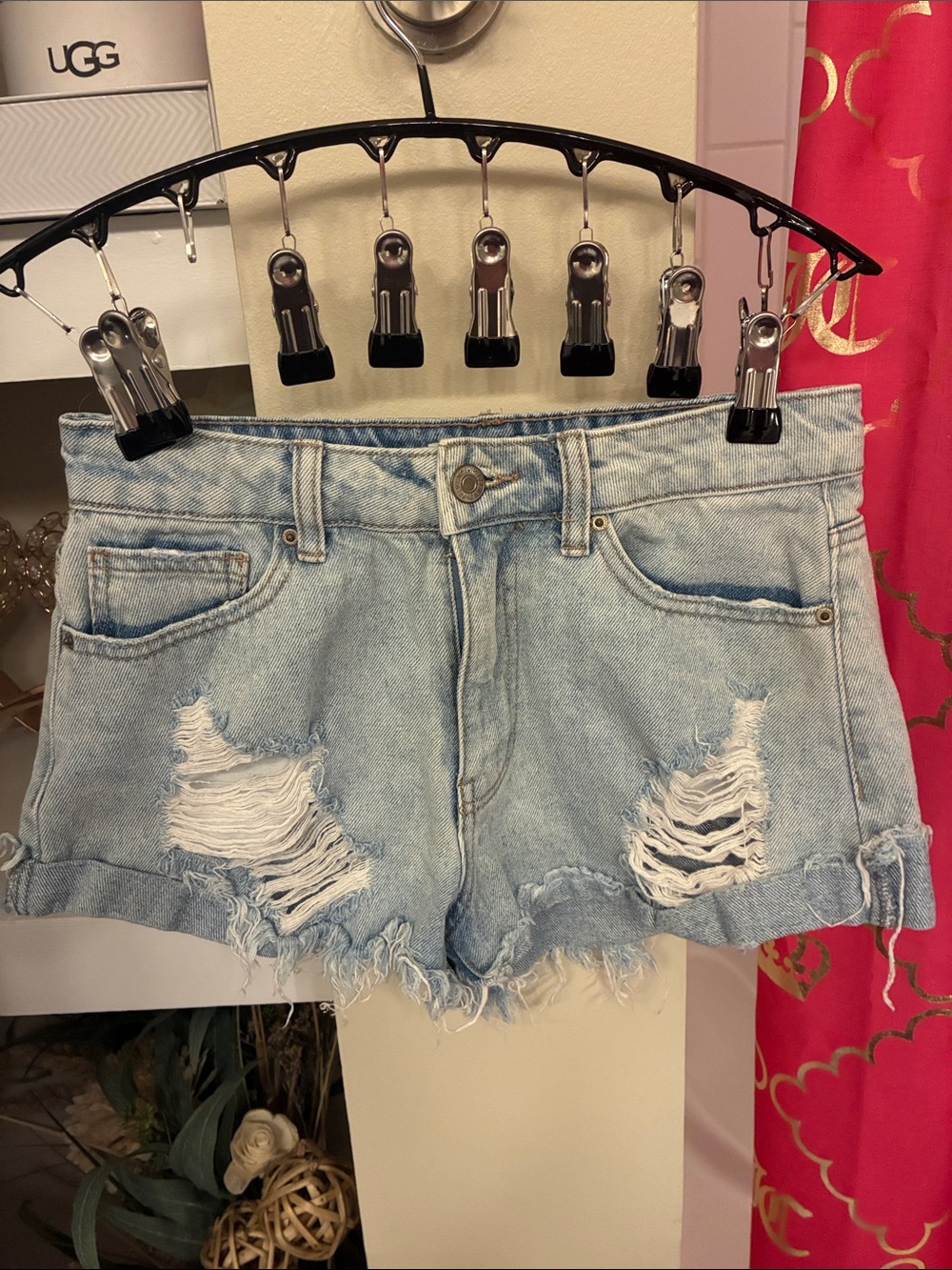 Forever 21 Light Blue Distressed Denim Shorts